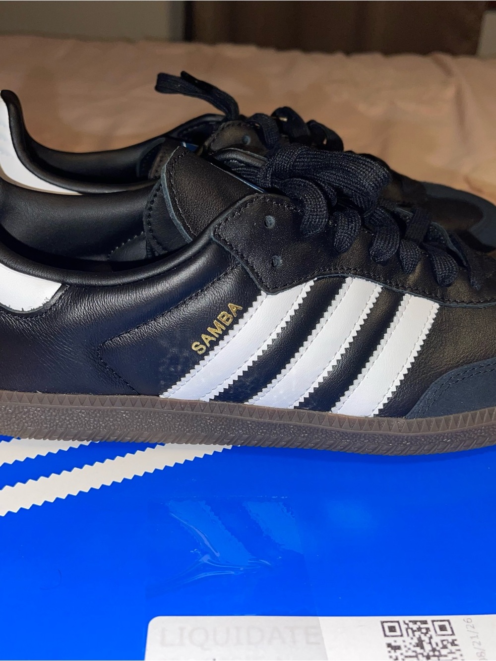 adidas Samba Black with White Stripes Leather Sneakers